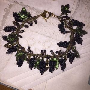 Beaded Grape Cluster Leaf Vine Handmade Bracelet Napa Valley Wine Vintage New